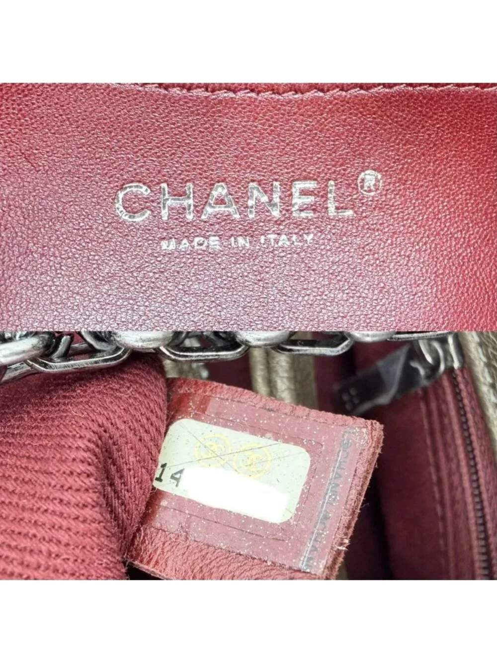 Chanel Quilted Mademoiselle Bowling Bag Metallic Leather Brown Silver
